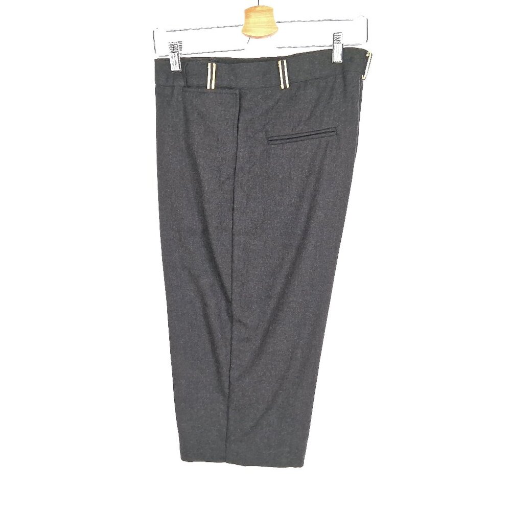 GARY GRAHAM Gray Merino Wool Fold Over Waist Leather Trim Avant Garde Pants 6 - Picture 4 of 16